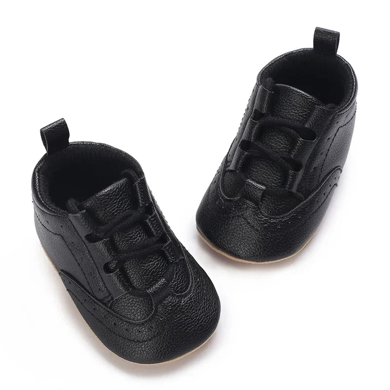 Baby Boys’ Moccasins – White Soft-Sole Non-Slip First-Step Shoes