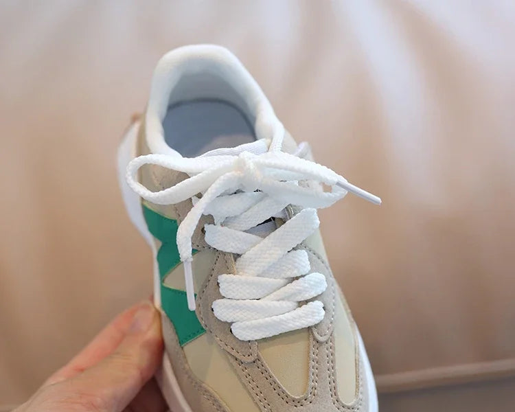 Kids Spring Leather Sneakers – Soft Sole Non-Slip Casual Shoes