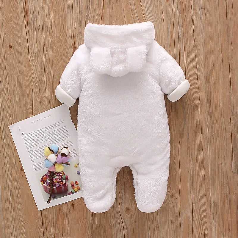 0–2 Years Baby Plush Jumpsuit, Cute Dog & Rabbit Print