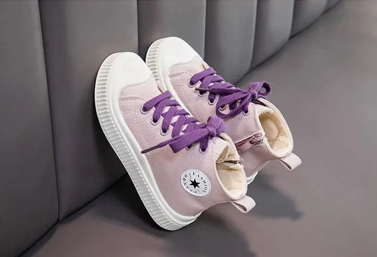 Kids Canvas Sneakers – Zipper Boots, Comfortable & Breathable Shoes