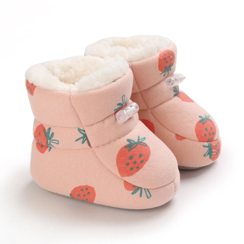 Baby Winter Snow Boots (0–18M) – Soft Warm Cartoon Printed Shoes