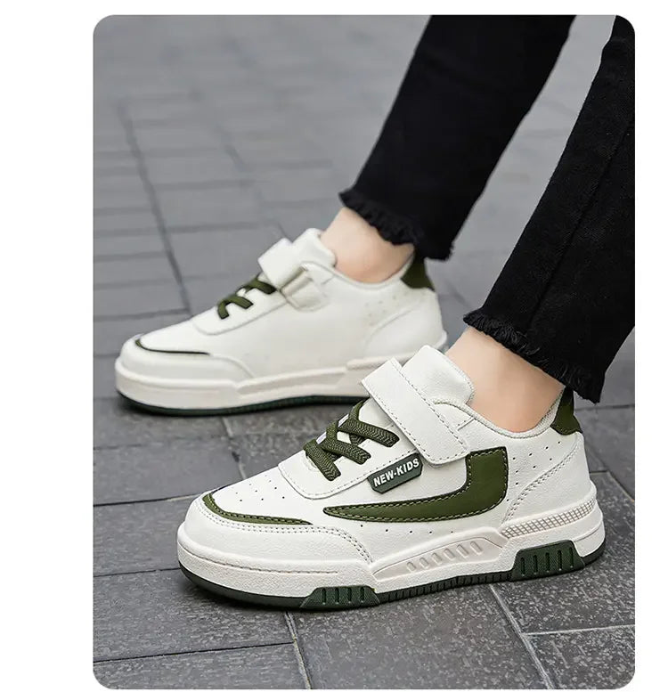 Kids’ Running Sneakers – Leather & Mesh, Non-Slip Shoes