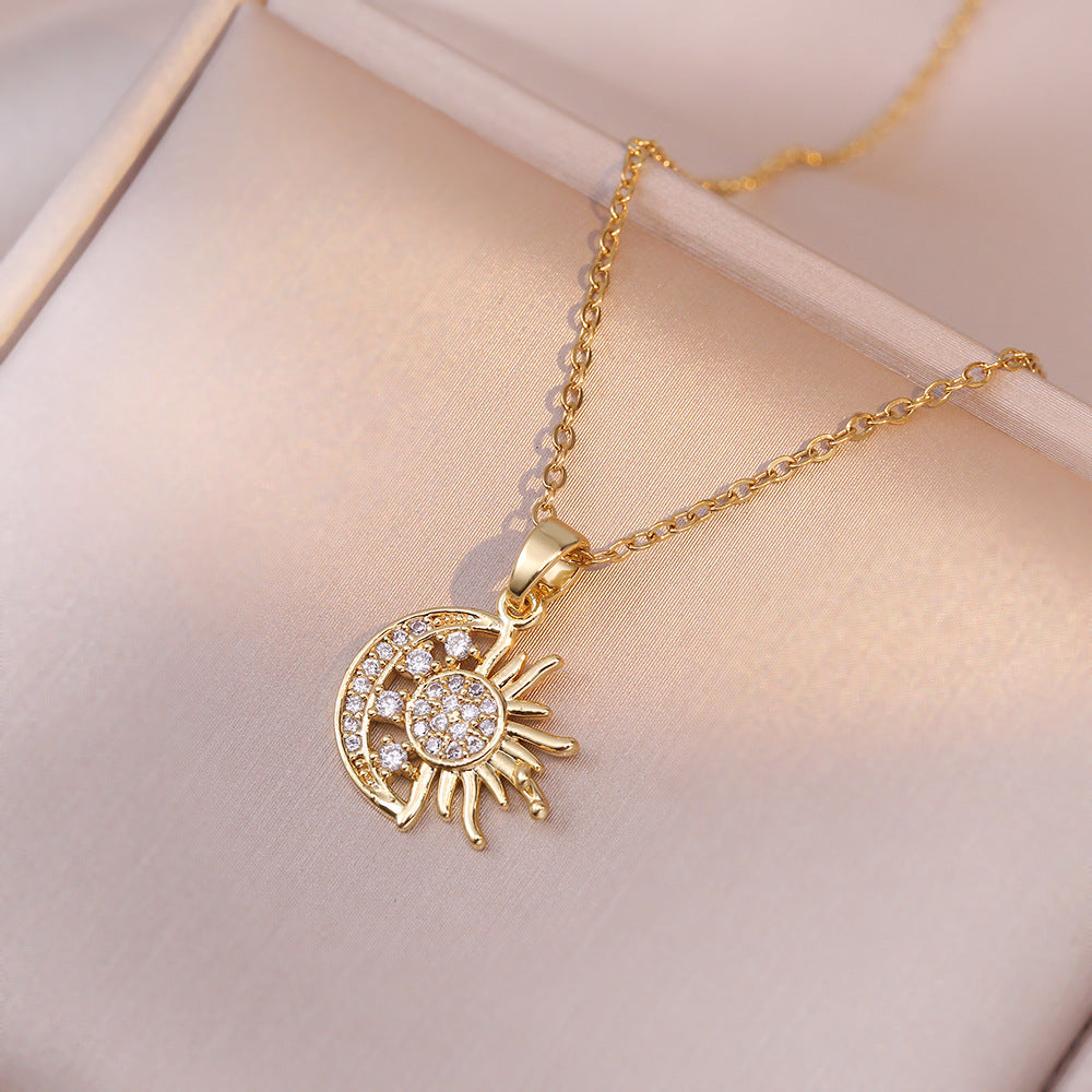 Stainless Steel Sun Moon Necklace