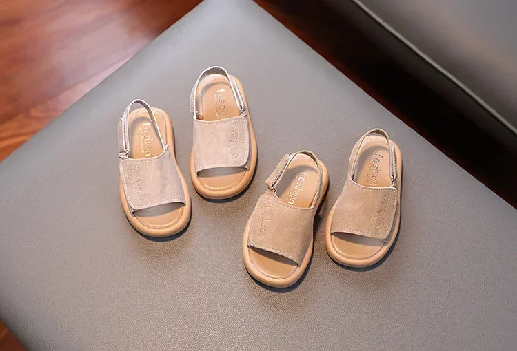 Kids’ Summer Sandals – Open Toe PU Leather (Ages 1–6)