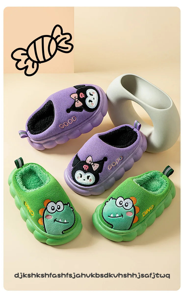 Kids’ Cotton Slippers – Warm, Anti-Slip Cartoon Plush Shoes