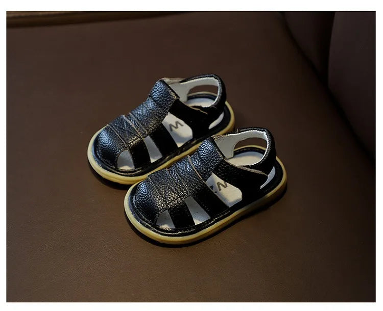 Baby Leather Sandals – Soft Anti-Collision Summer Shoes for Toddlers