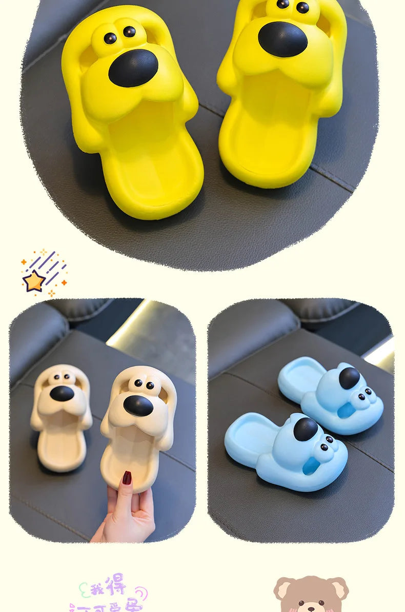 Kids Cartoon Puppy Slippers – Soft Non-Slip Indoor Flip-Flops
