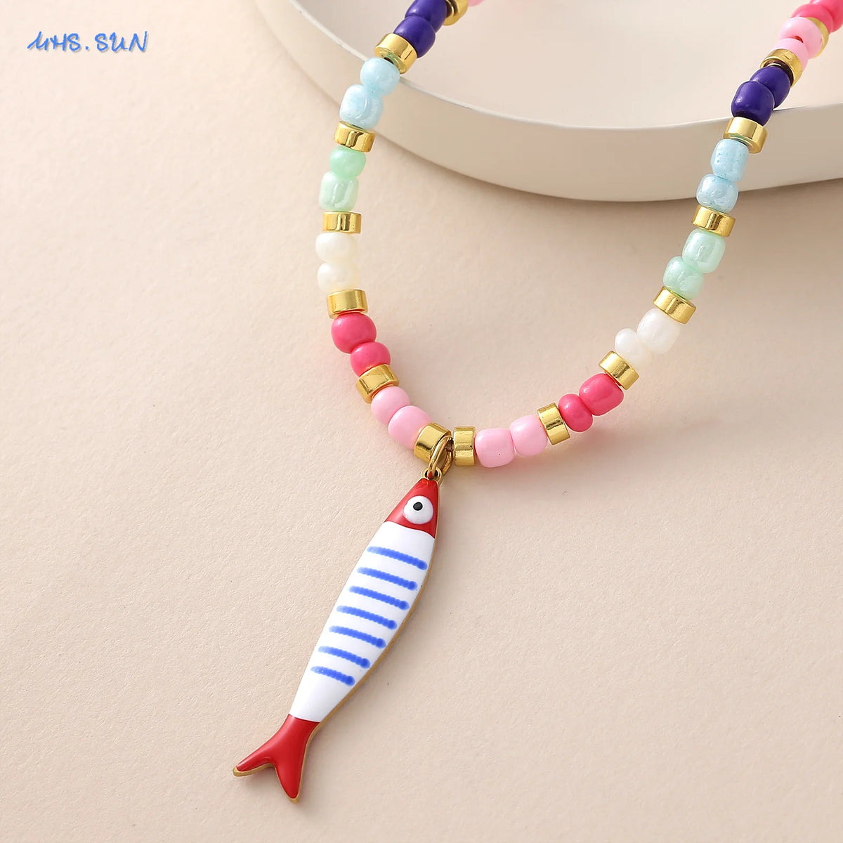 Enamel Fish Pendant Necklace