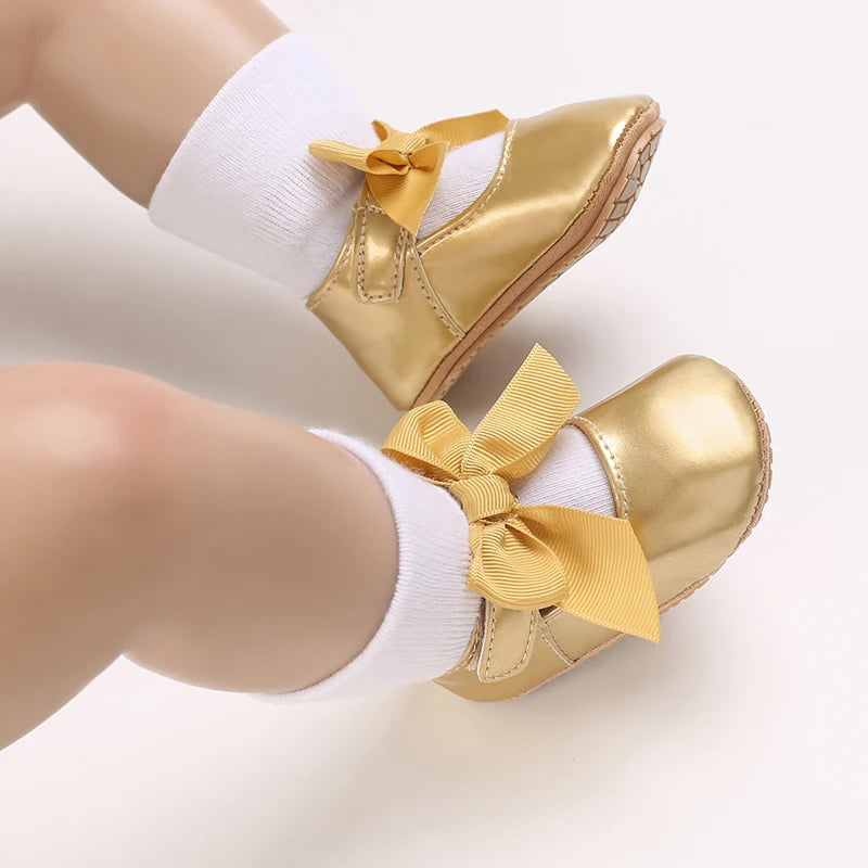 Baby Girl Bow Flats – Soft Sole Non-Slip First-Step Sandals