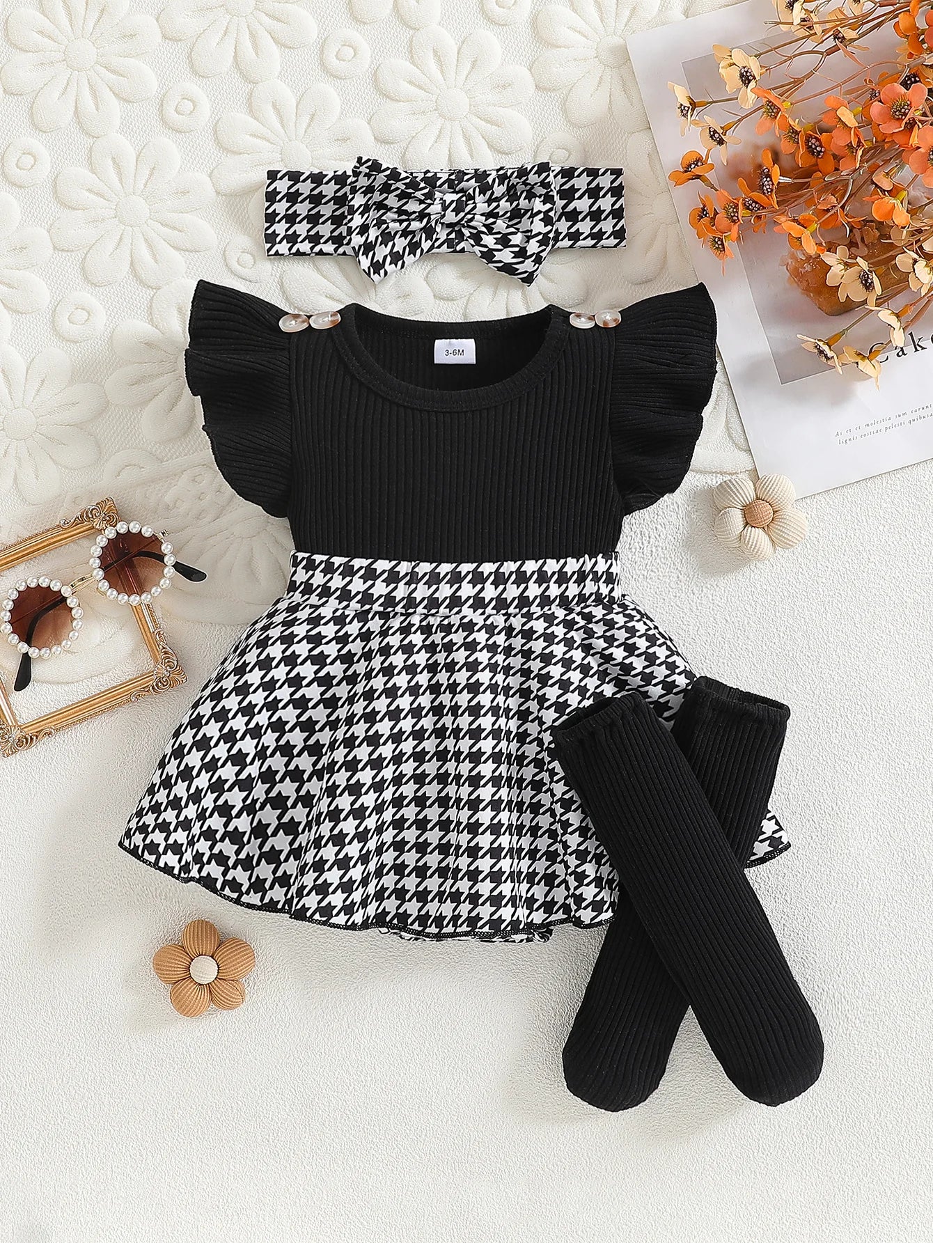 Baby Girl Summer Plaid Fly Sleeve Jumpsuit Dress