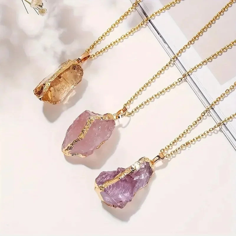 Fashion Irregular Gold Edge Natural Crystal