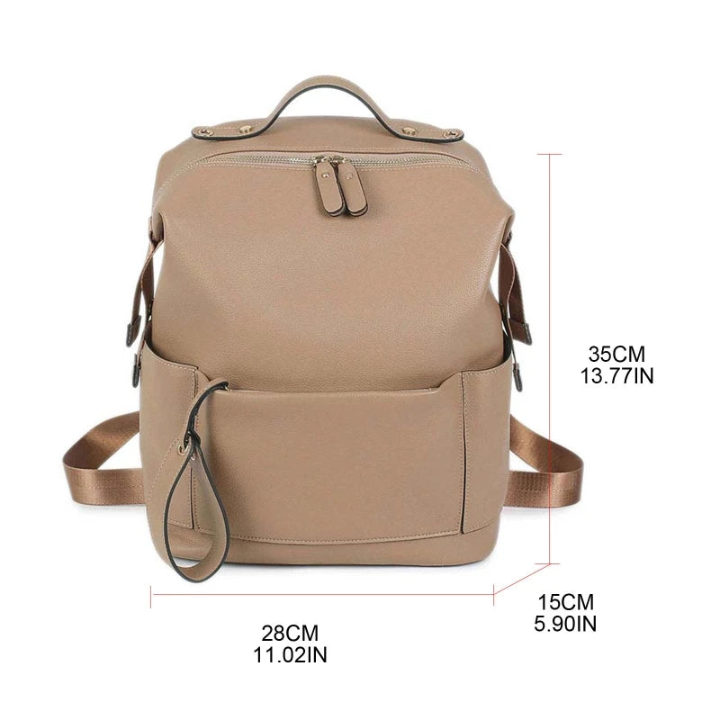 Multifunction Leather Diaper Bag – Large Capacity Maternity Backpack for Baby Care & Travel