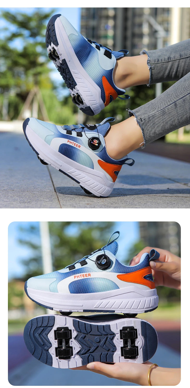 Kids Two-Wheel Roller Skates – Detachable Walking Shoes