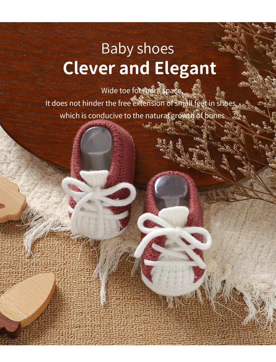 Baby Knitted Booties (0–18M) – Soft Sole Non-Slip First Walkers