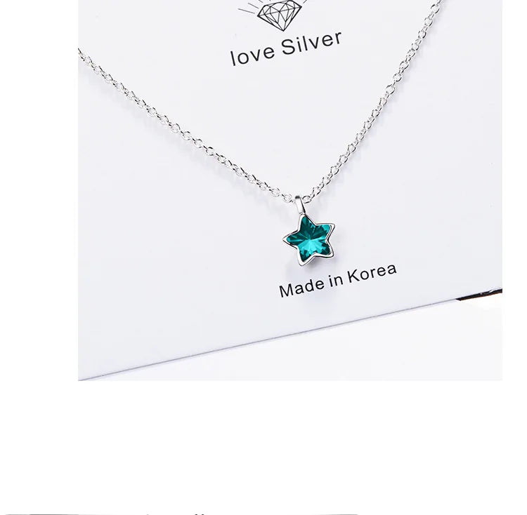 Sterling Silver Blue Star Necklace