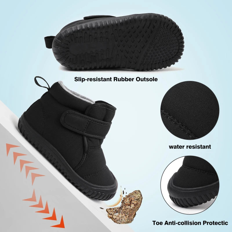 Unisex Kids Winter Snow Boots – Plush Anti-Slip Walking Shoes (Size 19–28)