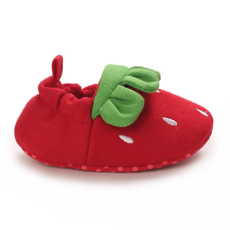 Baby Winter Strawberries Booties – Soft Sole Non-Slip First Walkers