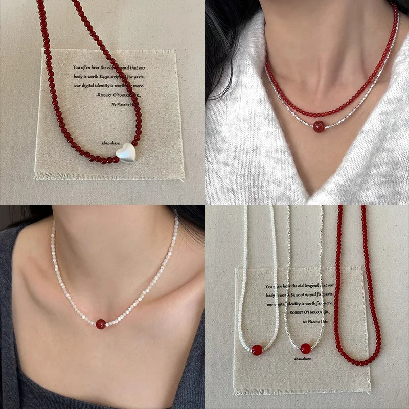 Red Agate Heart Necklace