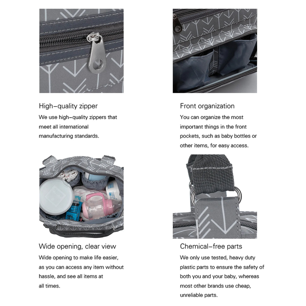 7pcs Nappy Changing Bag Set – Multifunctional Tote, Shoulder & Travel Diaper Bag