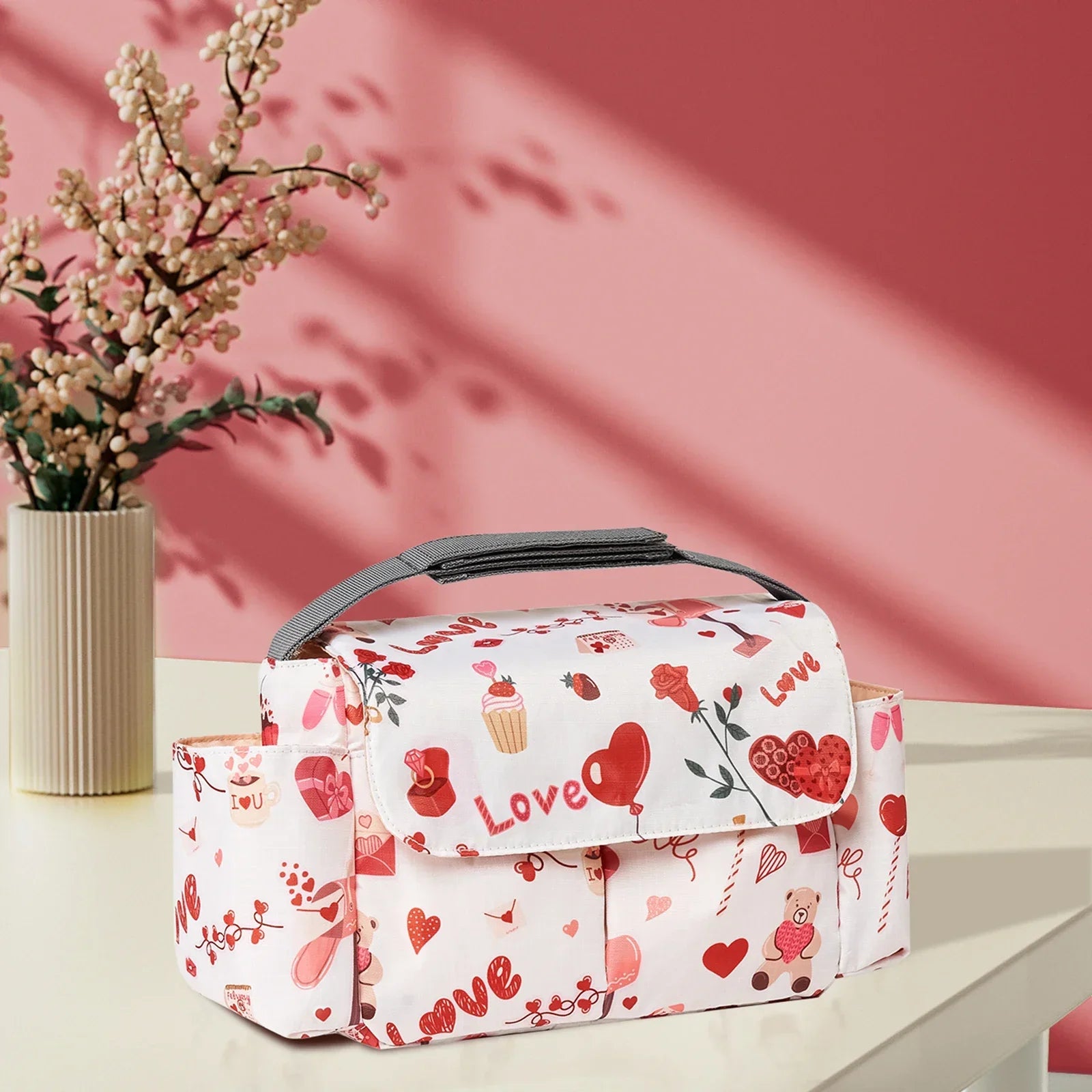 Diaper Bag for Baby – Waterproof Cartoon Stroller Organizer with Hooks for Buggy/Pram