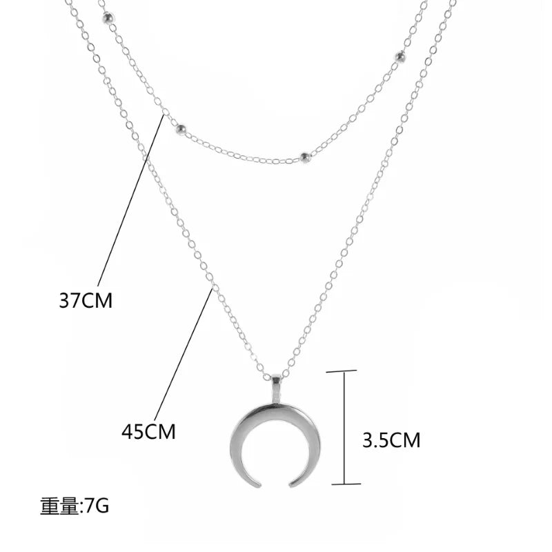 Fashion Gold Color Double Layer Moon