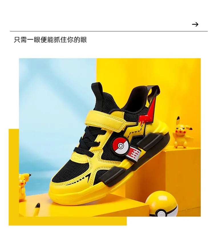 Kids Pokémon Pikachu Sneakers – Breathable Non-Slip Running Shoes