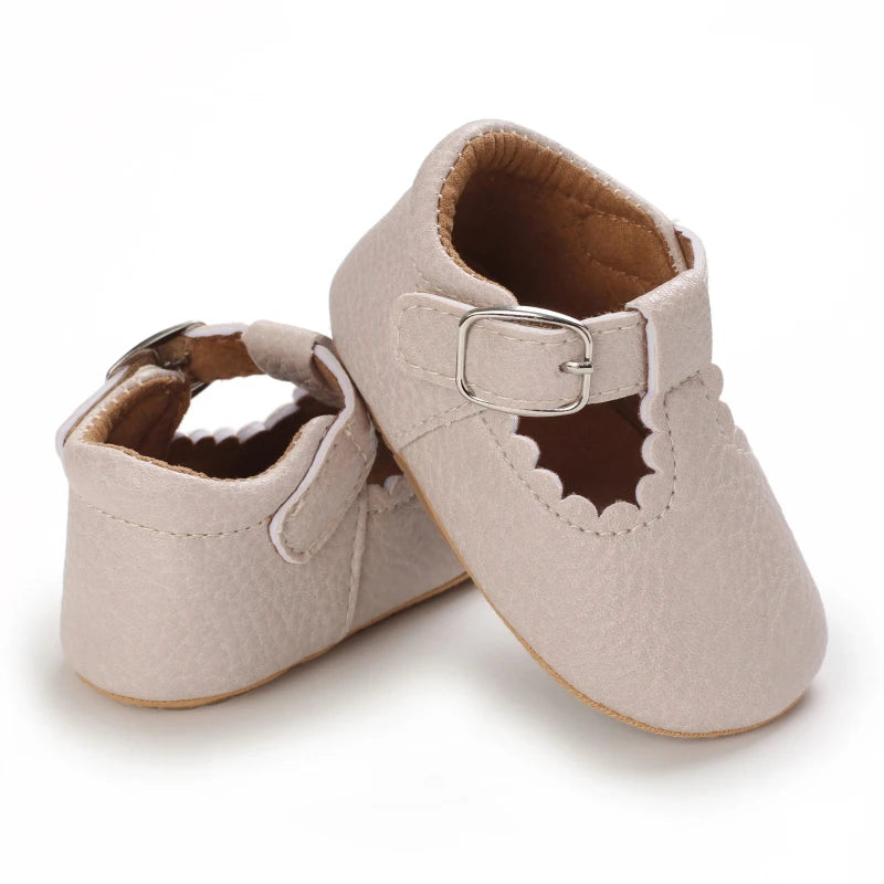 Baby Stripe Leather Shoes – Multicolor Non-Slip First Walkers