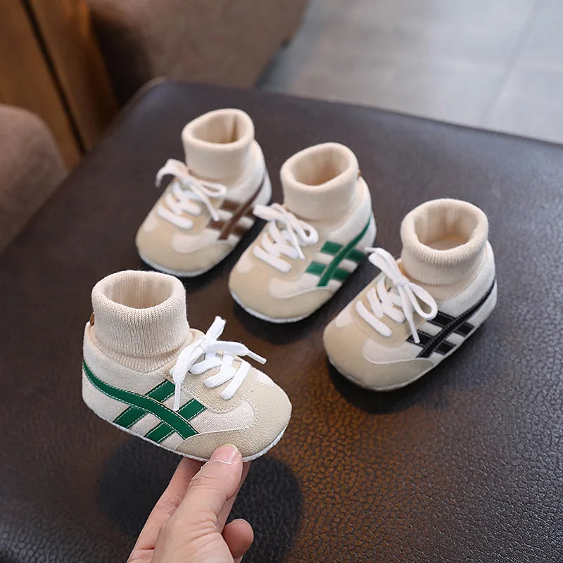 Baby Shoes & Socks (6–12M) – Soft Bottom Anti-Slip Sneakers