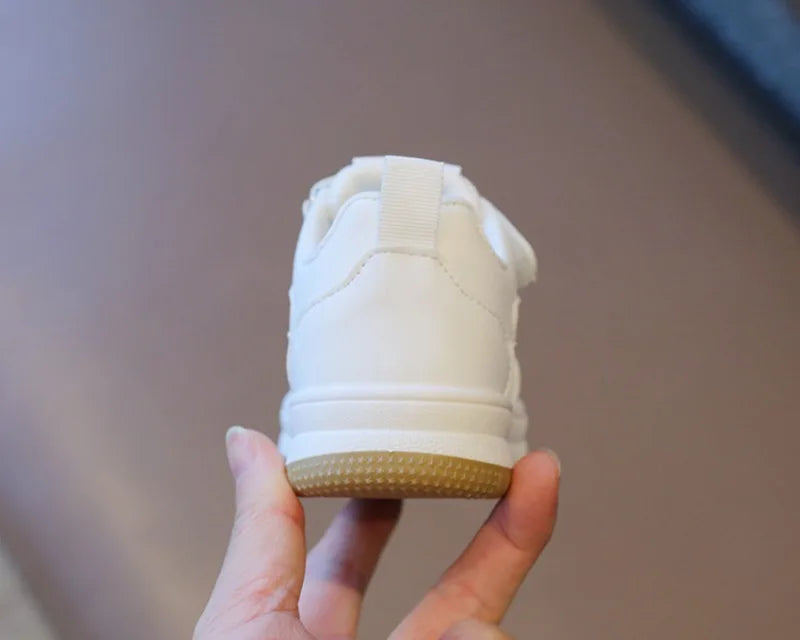 Kids White Spring/Autumn Sneakers – Lightweight Soft-Sole Casual Shoes