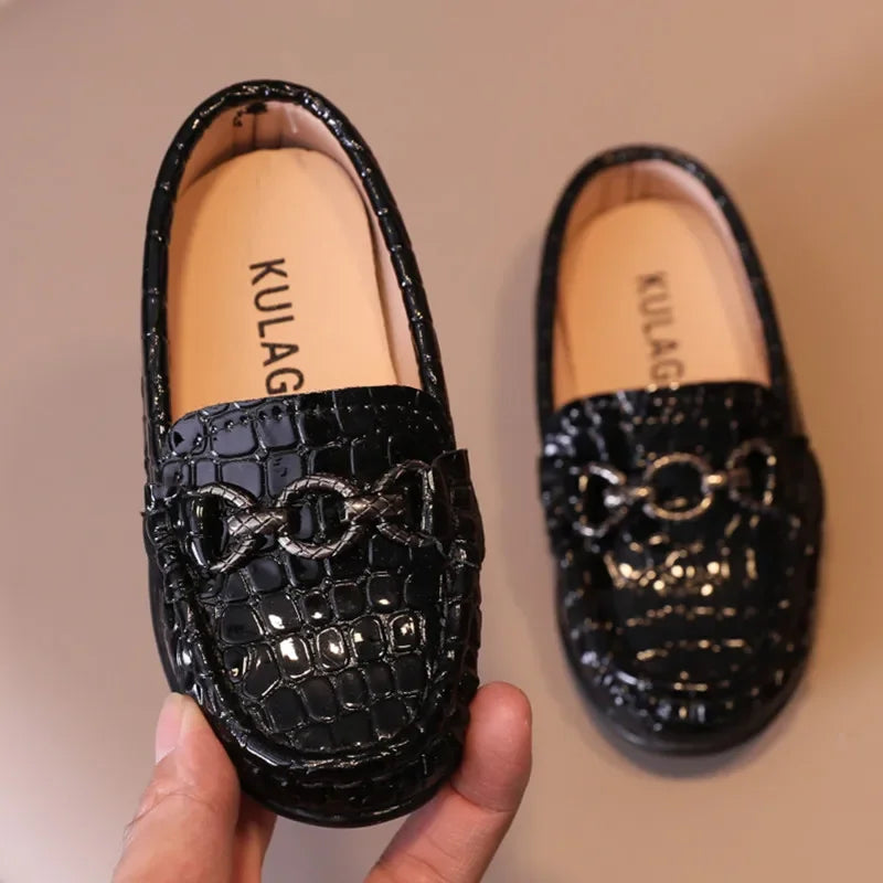 Kids’ Leather Loafers – Casual Slip-On Moccasins (21–30)
