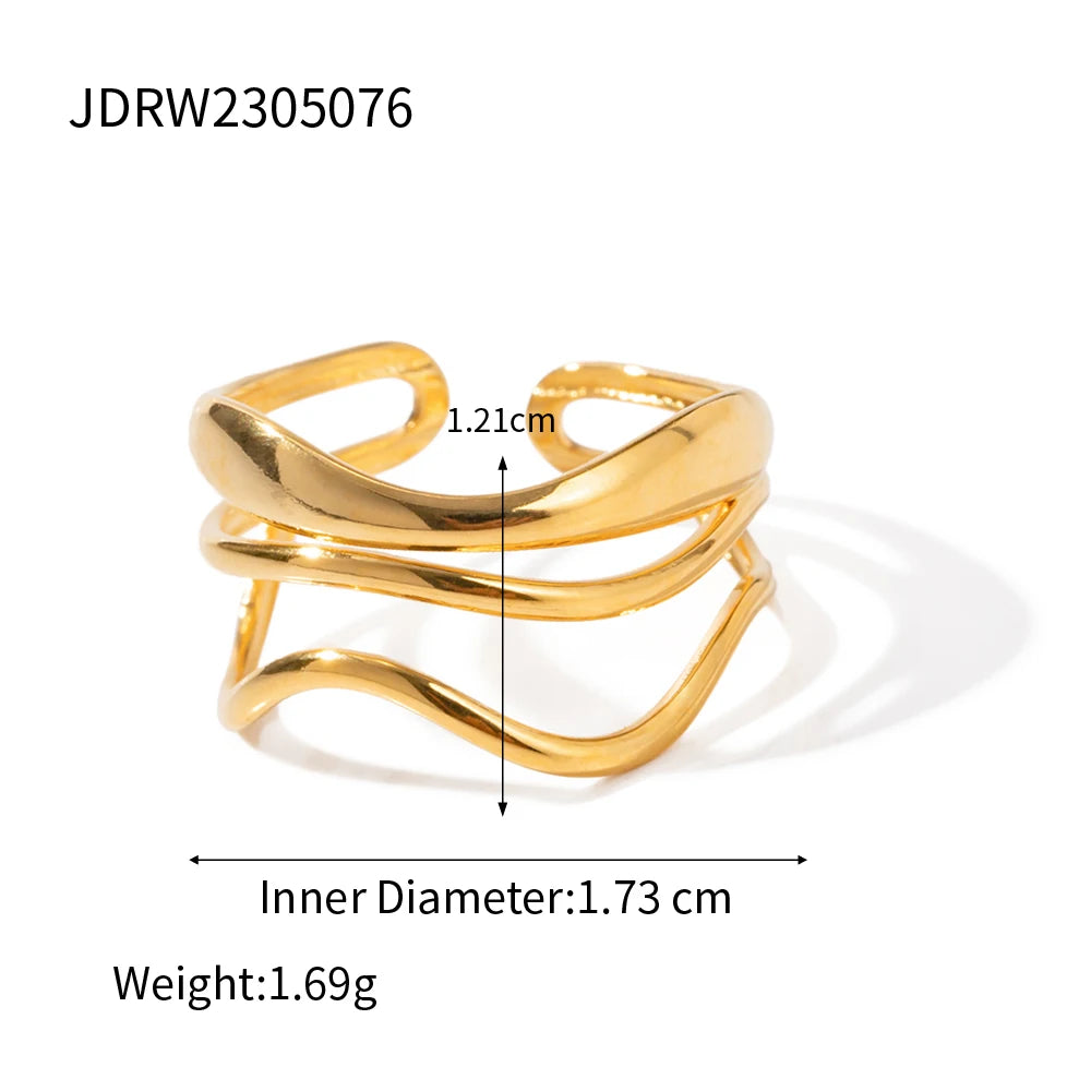 Gold Stainless Steel Hollow Ring