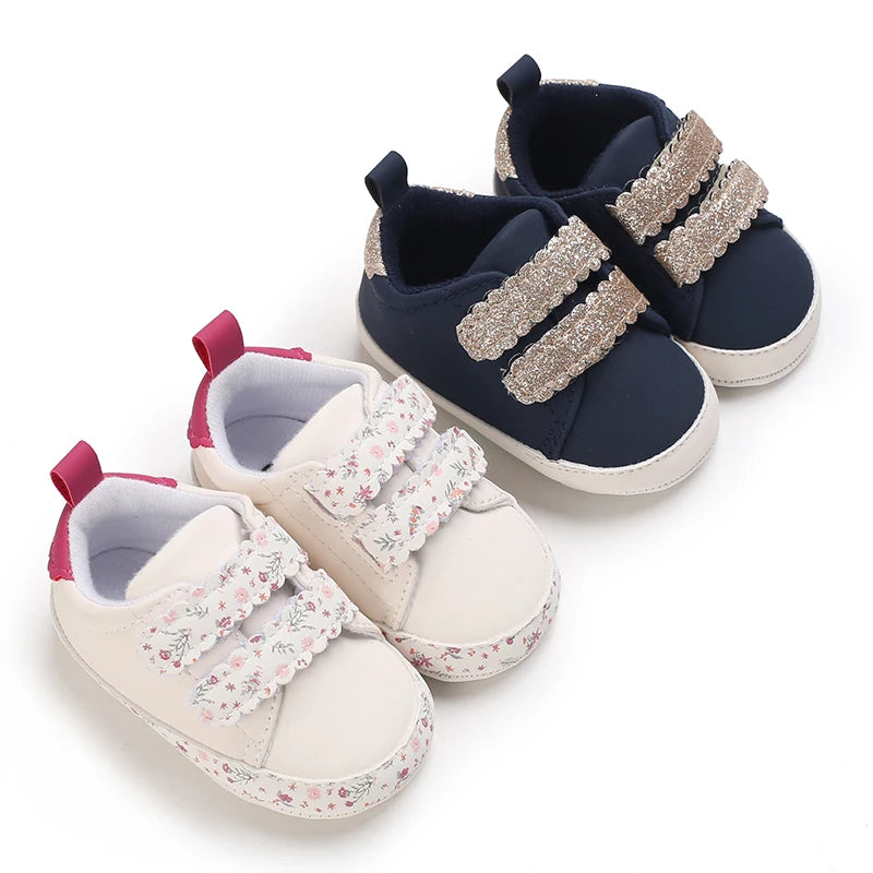 Infant Spring Sneakers – White Soft-Sole Non-Slip Prewalker Shoes