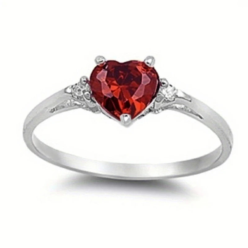 Huitan Chic Multiple Colored Heart CZ Ring Women Graceful Lady Fashion Delicate Love Jewelry for Engagement Wedding Band Gift