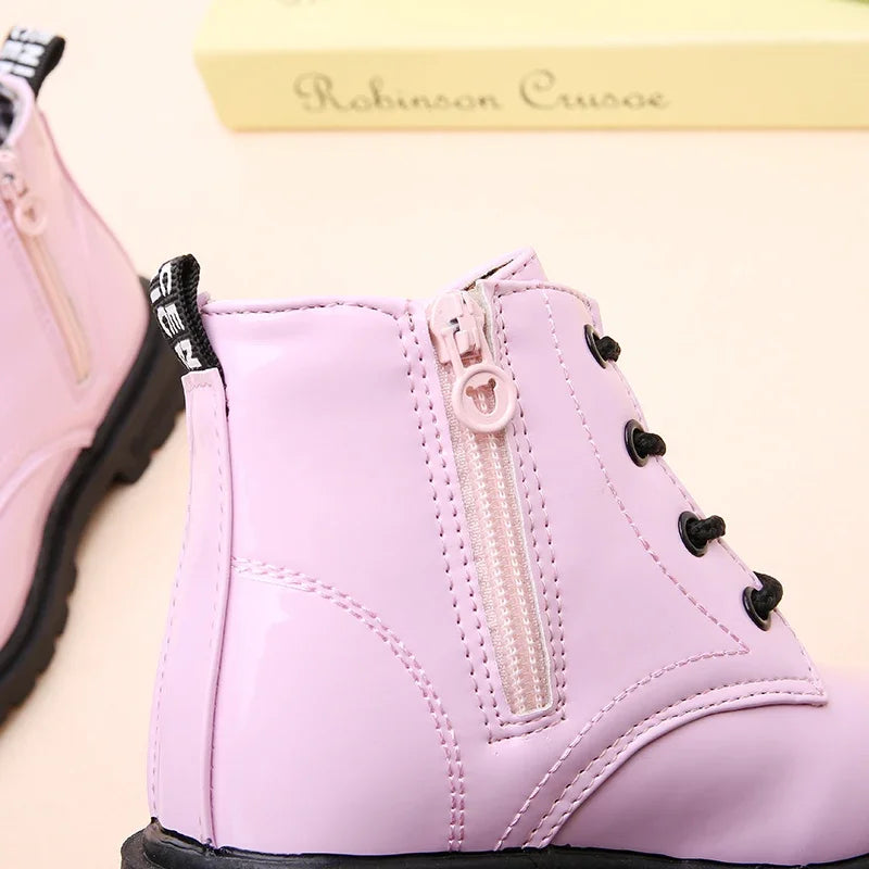 Girls’ PU Leather Winter Boots