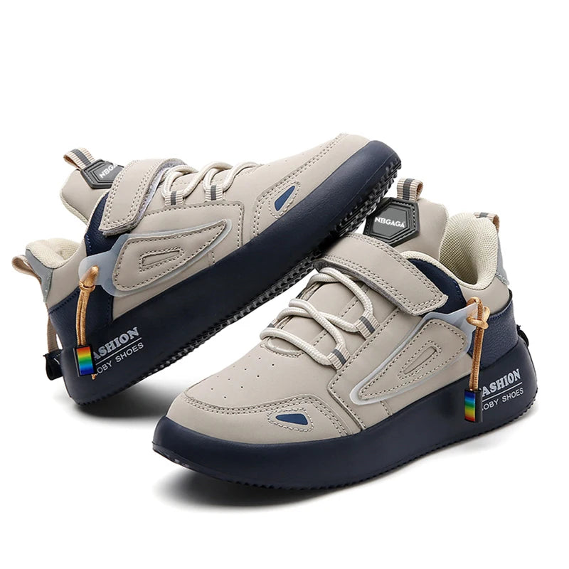 Kids’ Leather Sneakers – Casual, Non-Slip Running Shoes