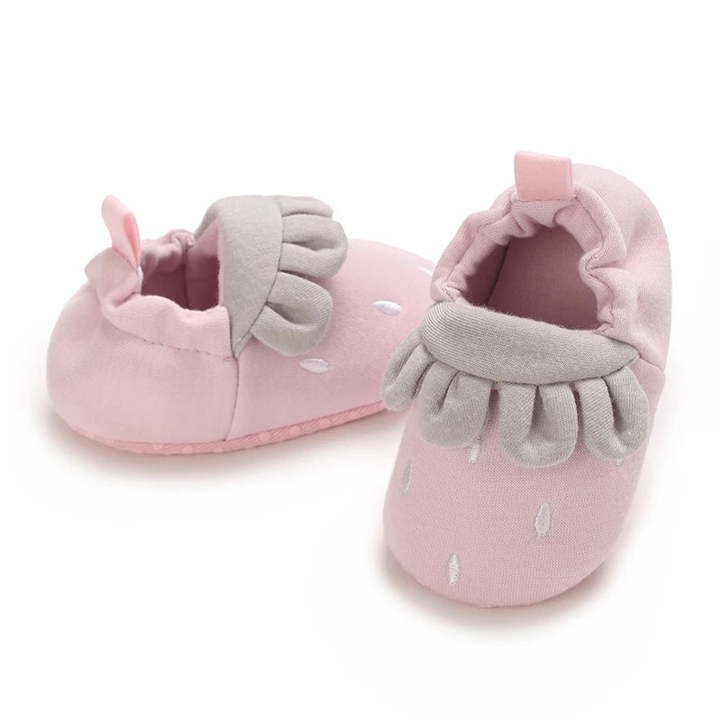 Baby Winter Strawberries Booties – Soft Sole Non-Slip First Walkers