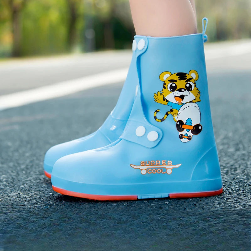 Kids’ Waterproof Rain Boots – Cartoon Animal Flat Shoes