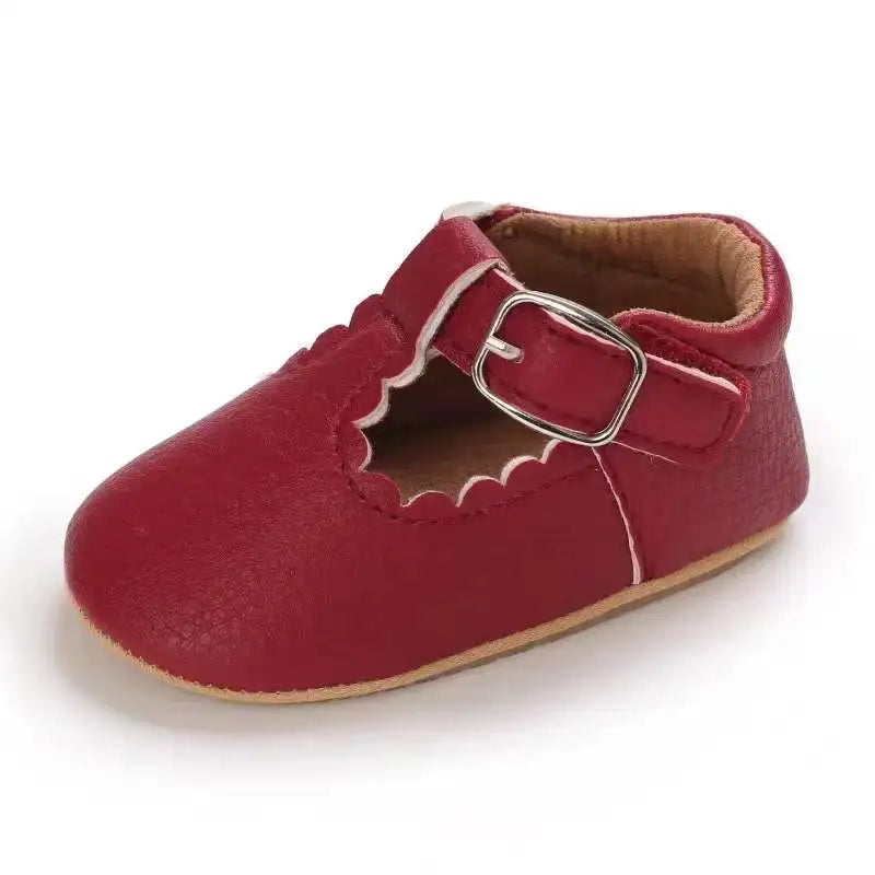 Baby Stripe Leather Shoes – Multicolor Non-Slip First Walkers