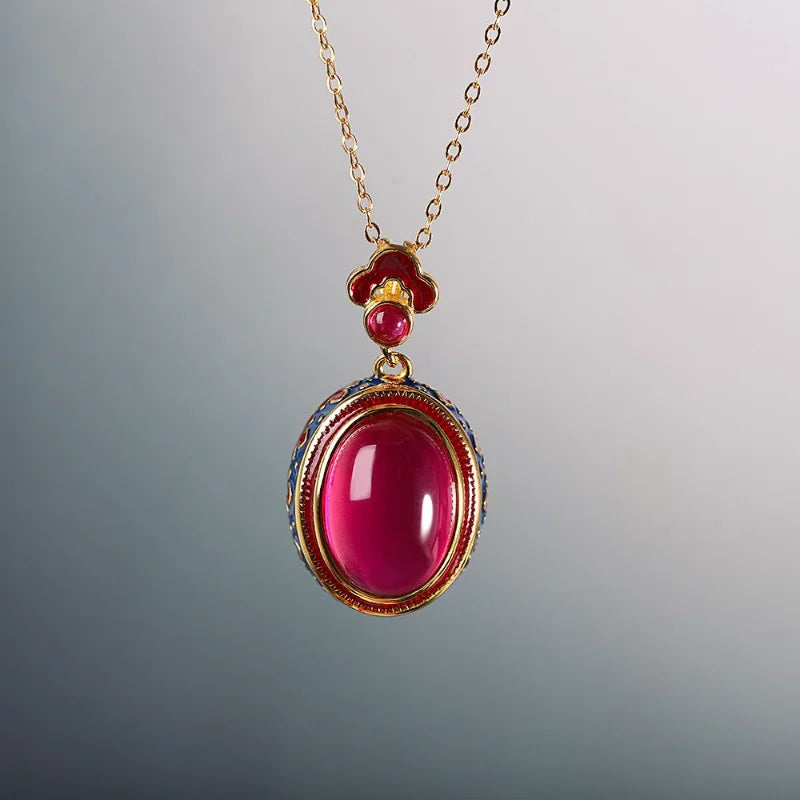 Vintage Enamel auspicious clouds Pendant Natural