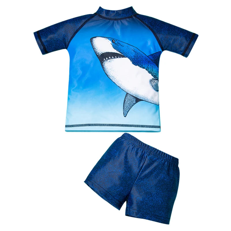 Girl and boy split swimsuit cartoon sunscreen