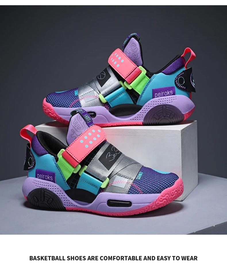 Kids’ Basketball Sneakers – Lightweight, Non-Slip Sports Shoes