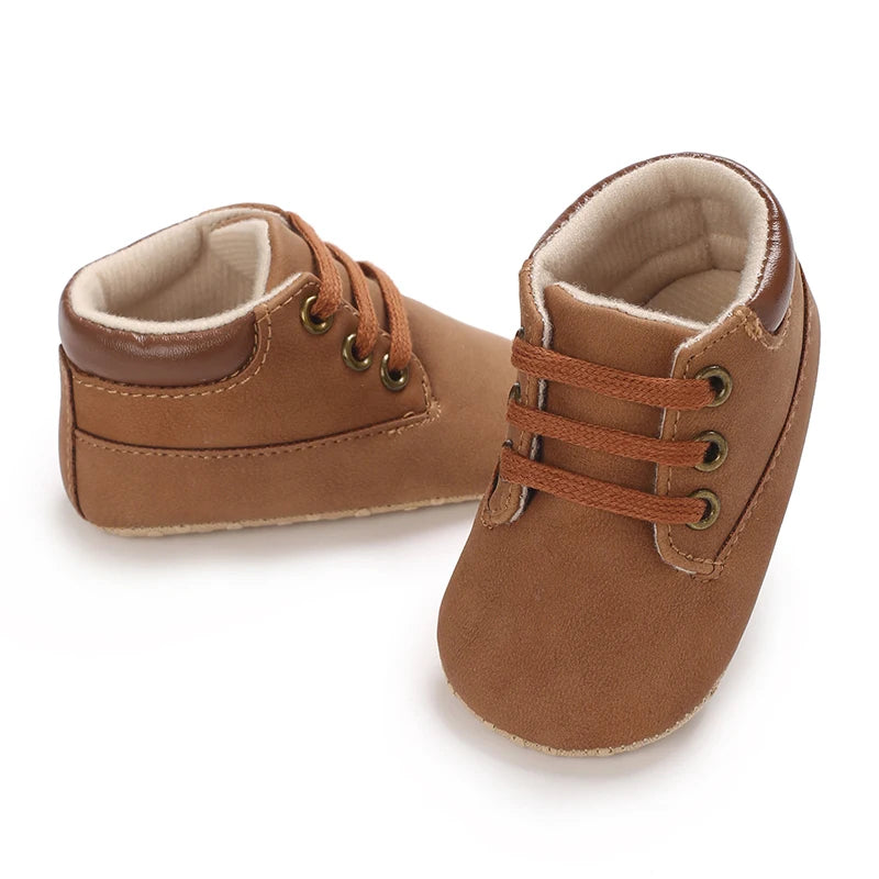 Baby Walking Shoes (0–18M) – Lace-Up Casual Flat Sneakers