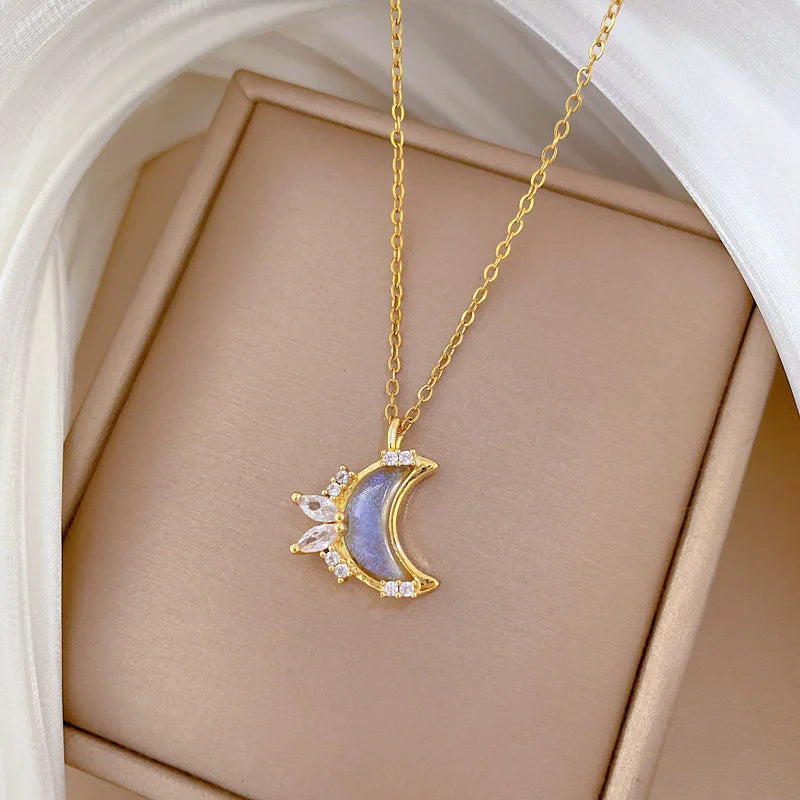 Eilieck Stainless Steel Zircon Necklace