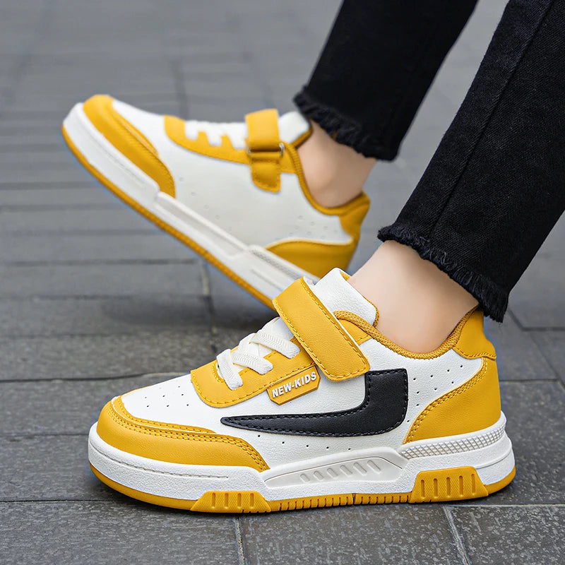 Kids’ Running Sneakers – Leather & Mesh, Non-Slip Shoes