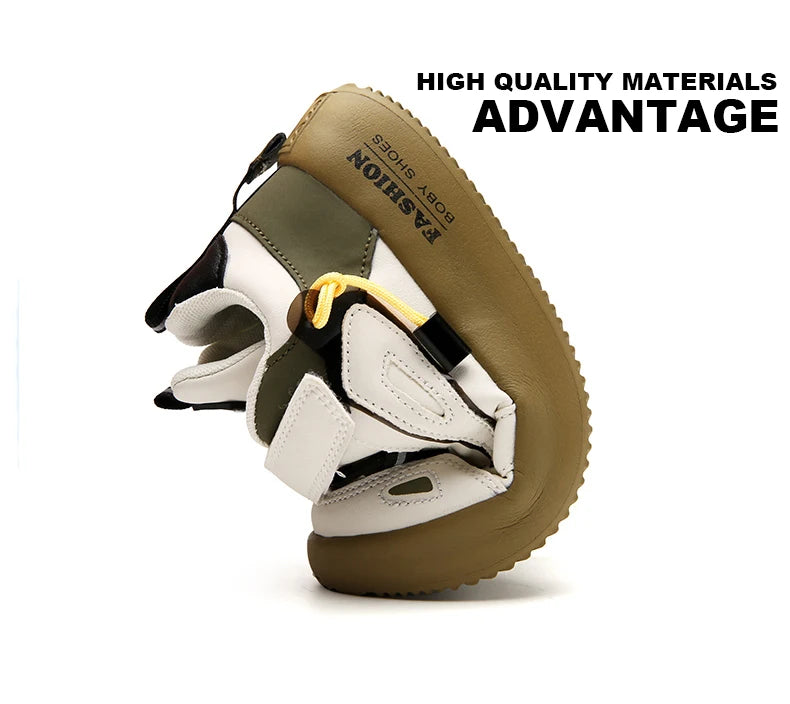 Kids Leather Sneakers – Anti-Slip Casual Sport Shoes for Boys & Girls