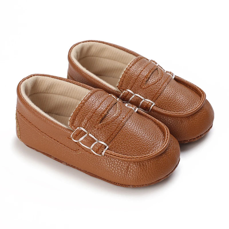 Baby Christening Shoes (0–18M) – PU Leather Moccasins for Boys & Girls