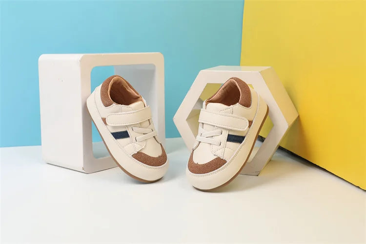 Baby & Toddler Leather Sneakers (0–5Y) – Soft Sole Outdoor Shoes
