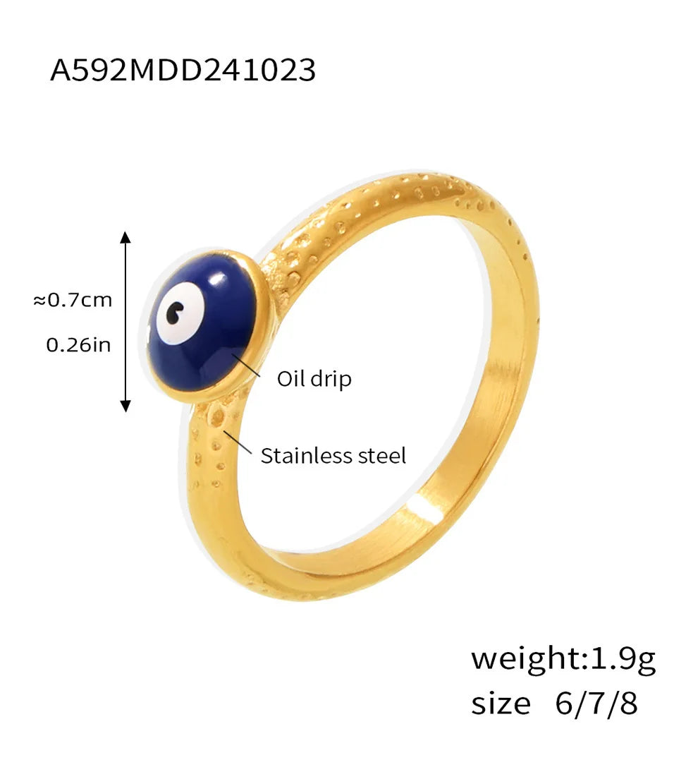 Simple Eye of eveil Stainless Steel Rings For Women Gold Plated Waterproof Finger Ring Charm Luxury Jewelry Gift Wholesale