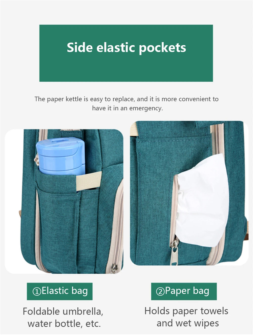 Portable Folding Mommy Bag – Large Capacity Baby Backpack with Crib for Travel & Outings