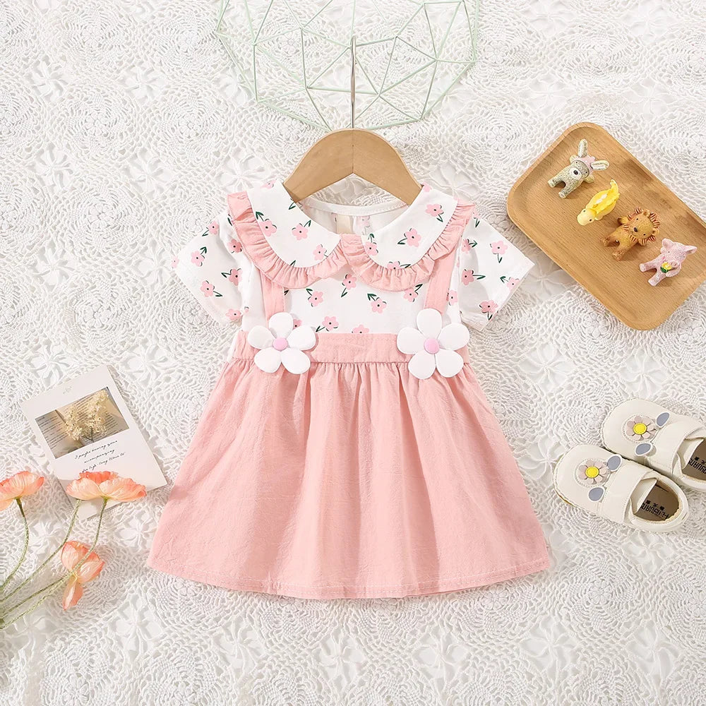0-3 Years - Two-Piece Shoulder Strap Dress Girl Cute